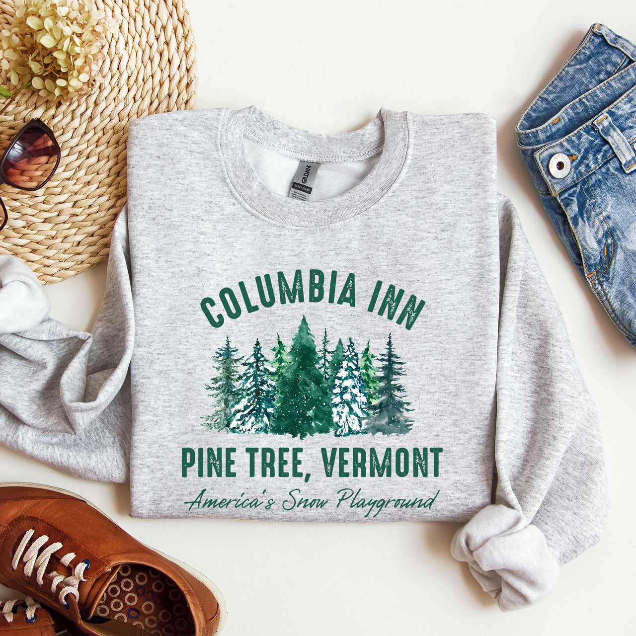 Columbia Inn White Christmas Movie Classic Musical Cozy Vintage Inspired Sweatshirt