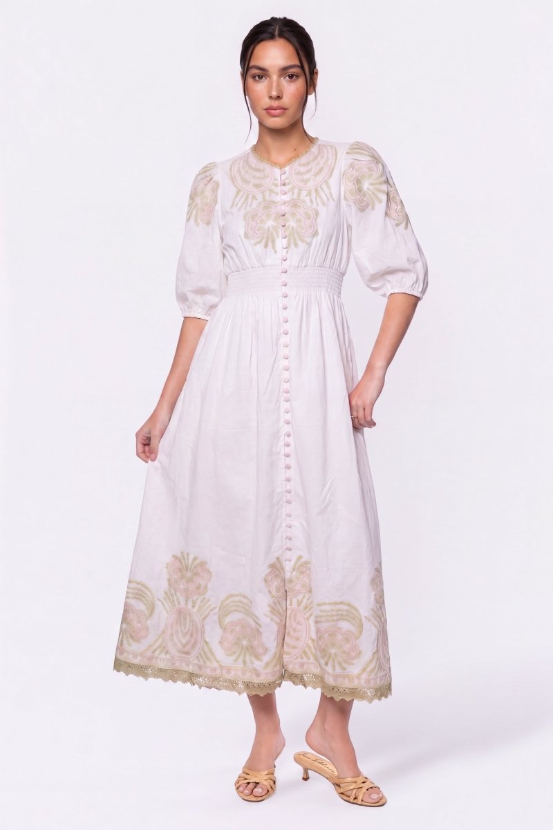 Ashley Dress (Ivory Pink)