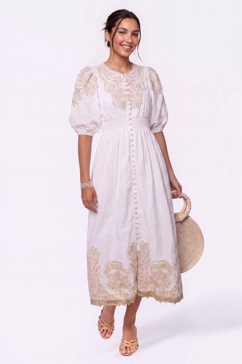 Ashley Dress (Ivory Pink)