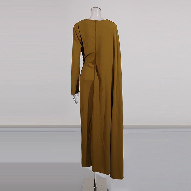 Asymmetric Cape Gown with Back Slit(MS216)