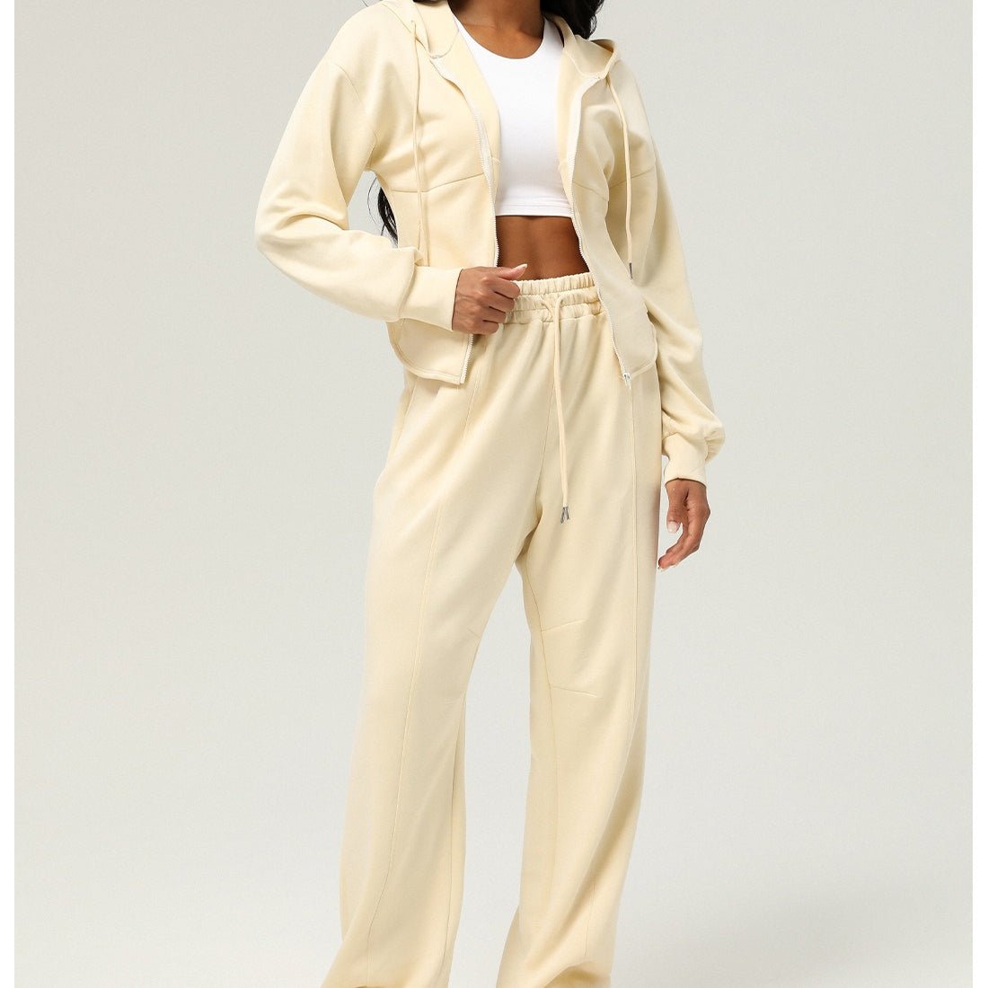 Athletic Zip-Up Hoodie Jacket | Cinched Waist Yoga Top with Pockets(MS169)