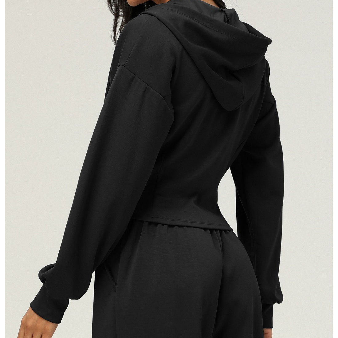 Athletic Zip-Up Hoodie Jacket | Cinched Waist Yoga Top with Pockets(MS169)