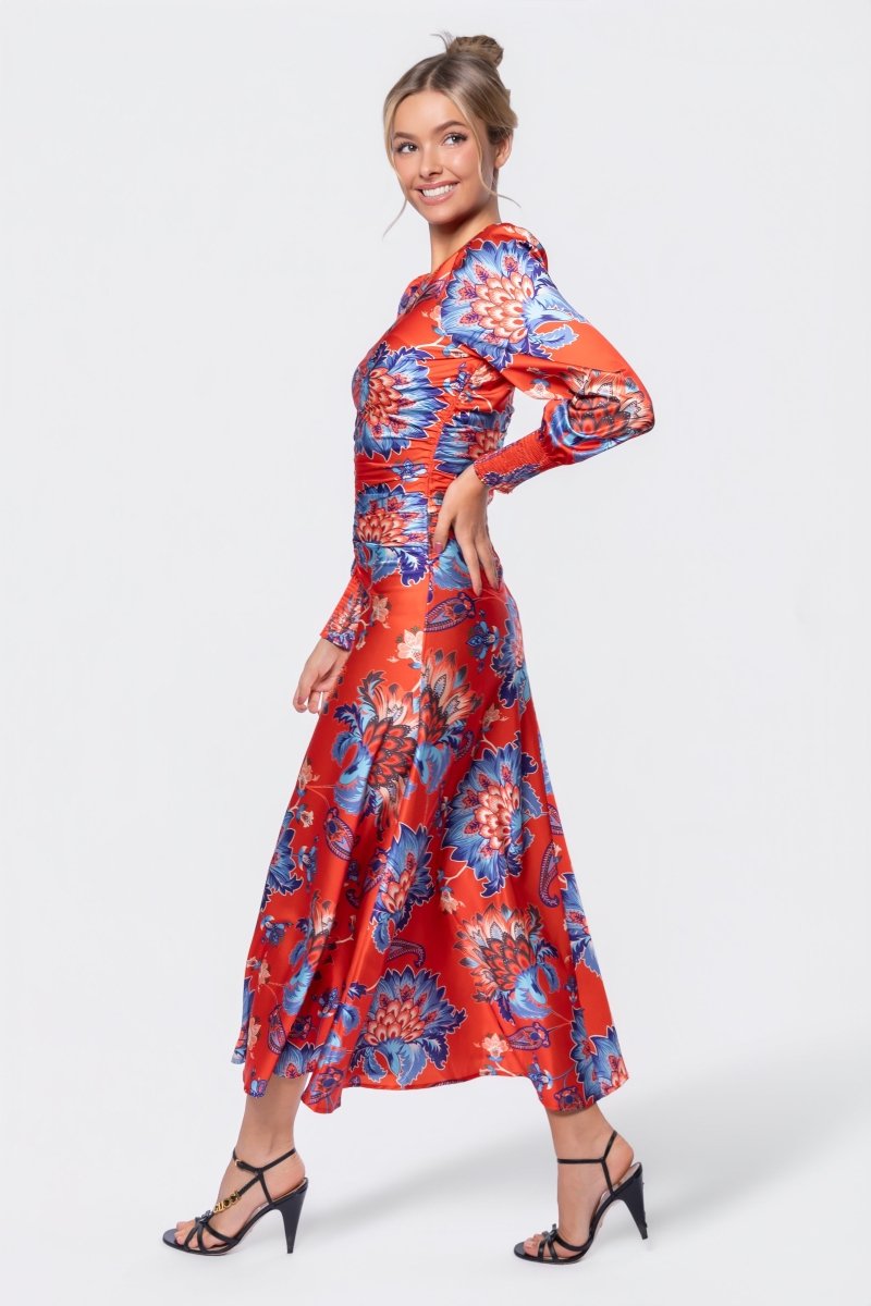 Audrey Dress Long Sleeve (Red/Blue)