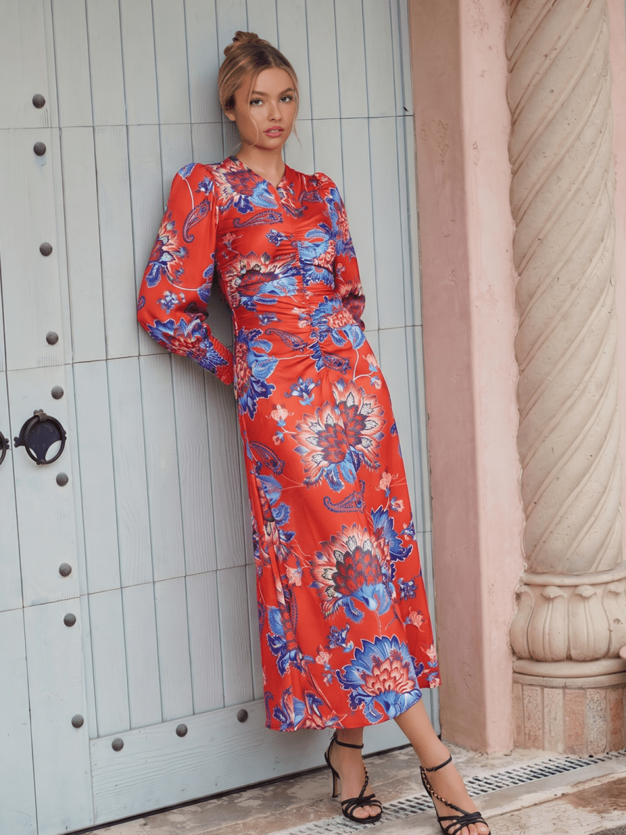 Audrey Dress Long Sleeve (Red/Blue)