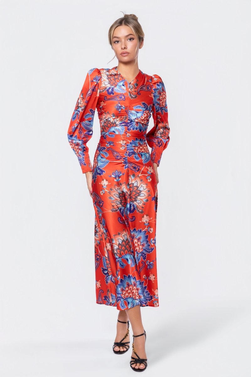 Audrey Dress Long Sleeve (Red/Blue)