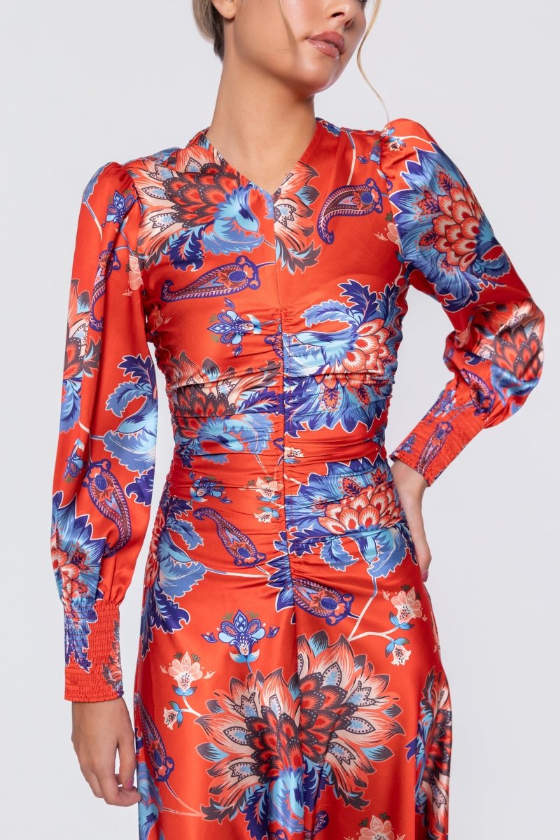 Audrey Dress Long Sleeve (Red/Blue)