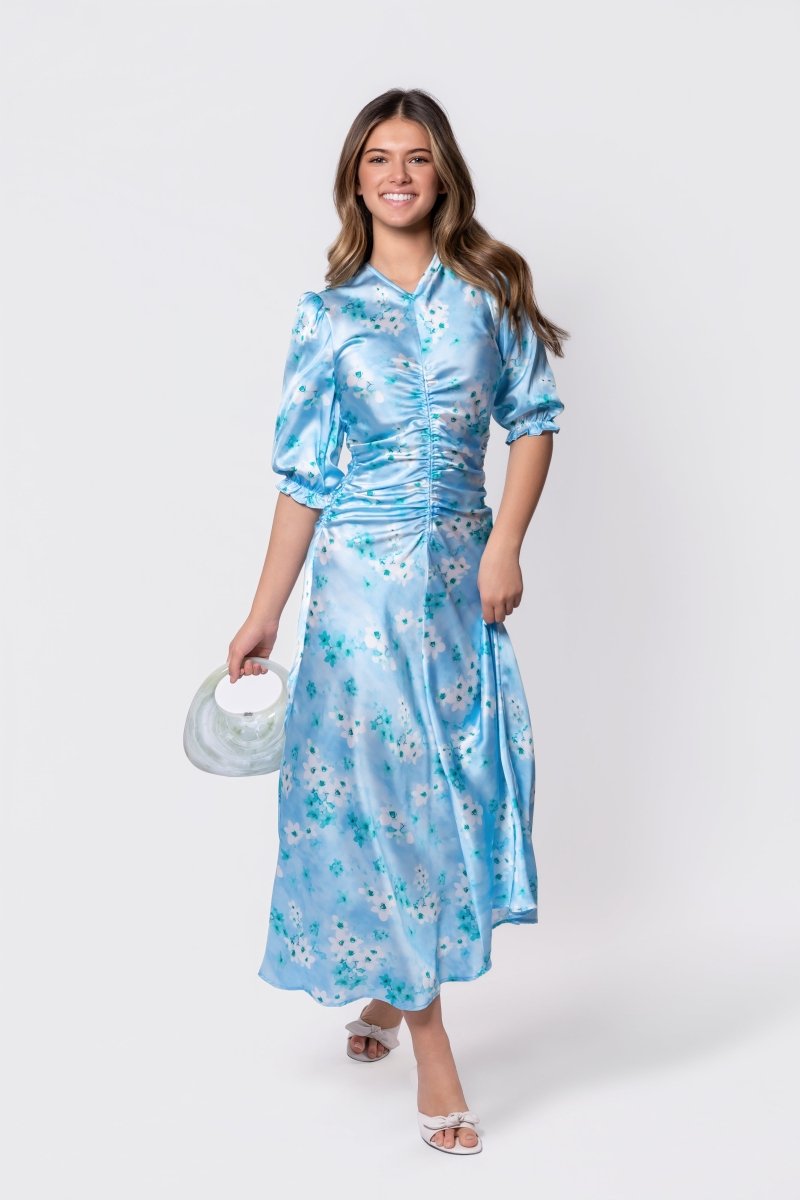 Audrey Dress Short Sleeve (Mint Flower)