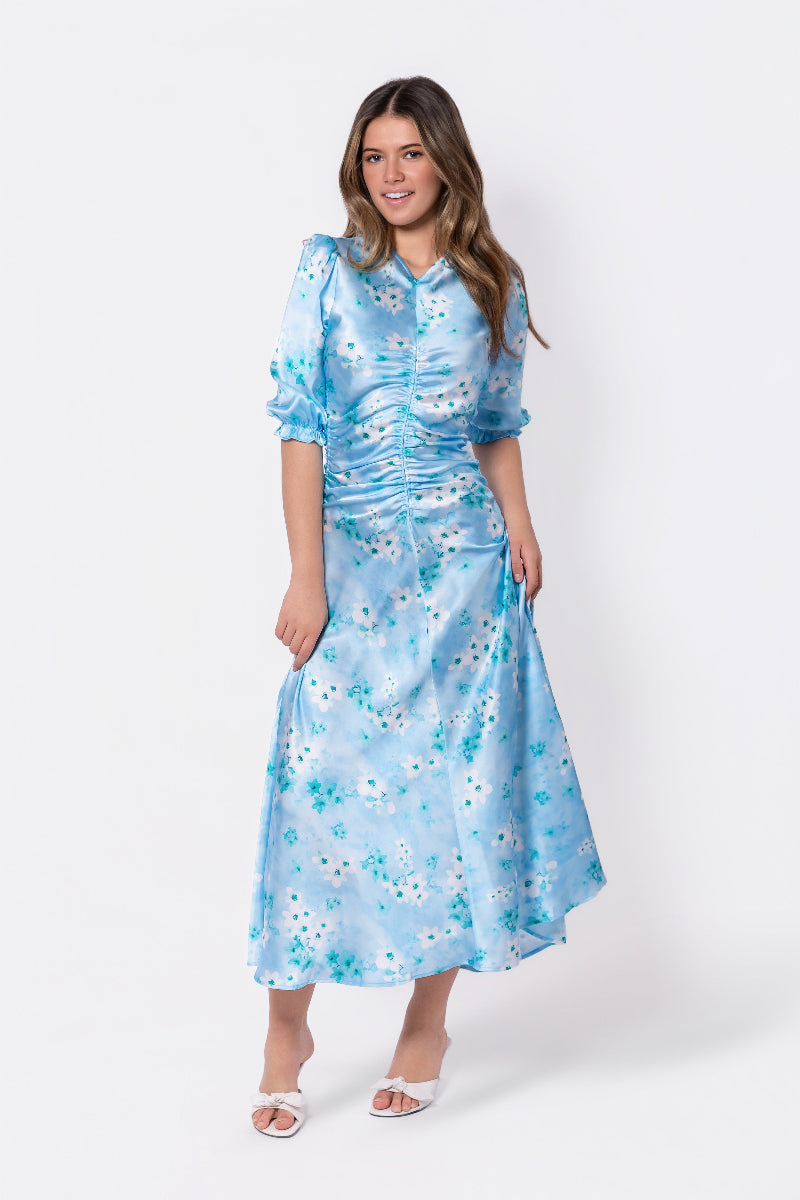 Audrey Dress Short Sleeve (Mint Flower)