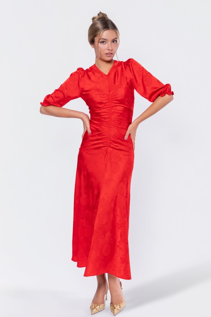 Audrey Dress Short Sleeve (Red Solid)