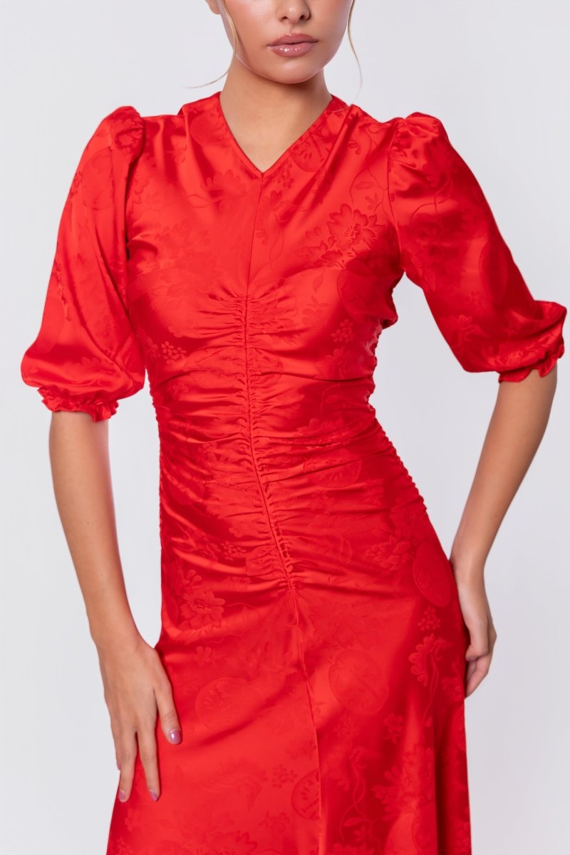 Audrey Dress Short Sleeve (Red Solid)