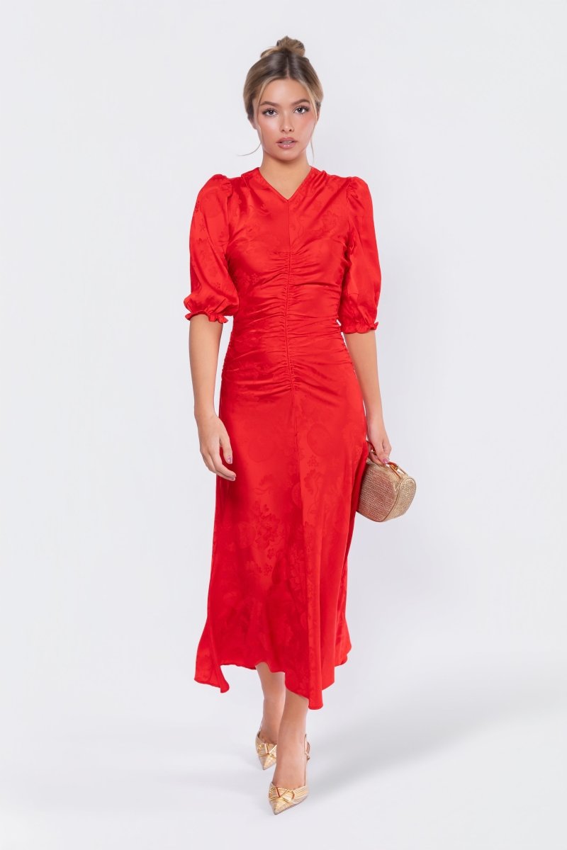 Audrey Dress Short Sleeve (Red Solid)