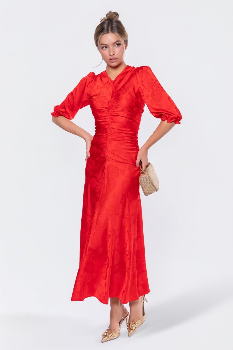 Audrey Dress Short Sleeve (Red Solid)