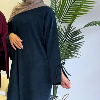 Autumn Bow-Sleeve Corduroy Abaya | Modest Muslim Women's Luxury Wear(MA248)
