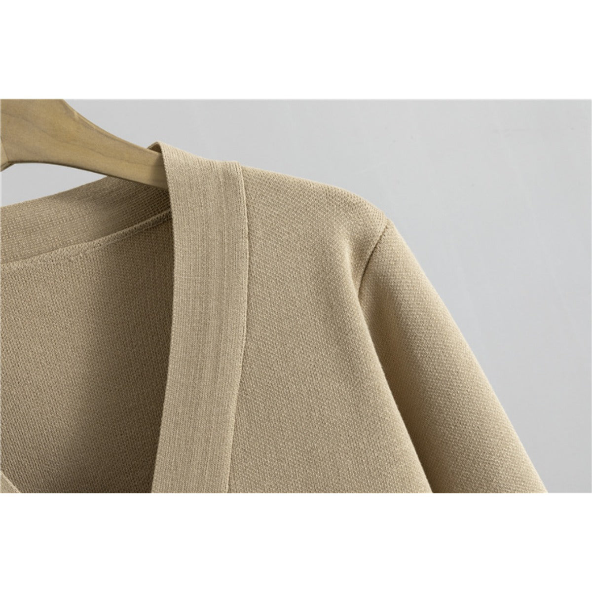 Autumn-Winter Knit V-Neck Gold Button Cardigan Two-Piece Set (MS089)