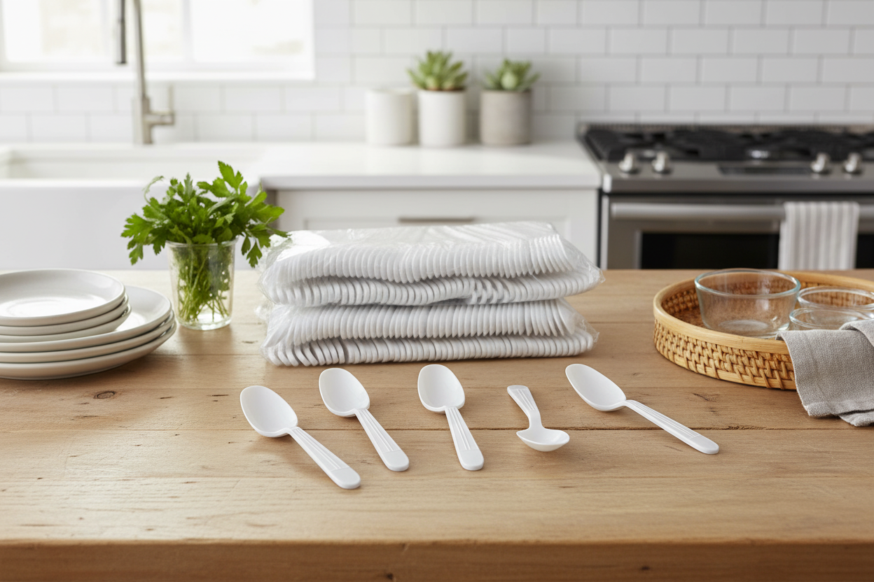 Royalty White X-Heavy Weight PP Tea Spoon, 10 Sleeves of 100 Tea Spoons (1000/cs)