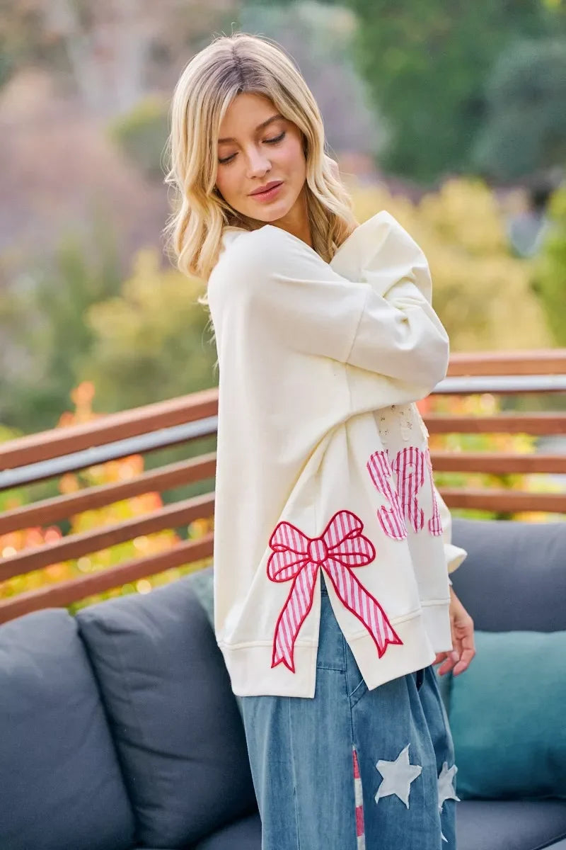 BiBi 4th Of July Stars And Stripes Patches Sweatshirt