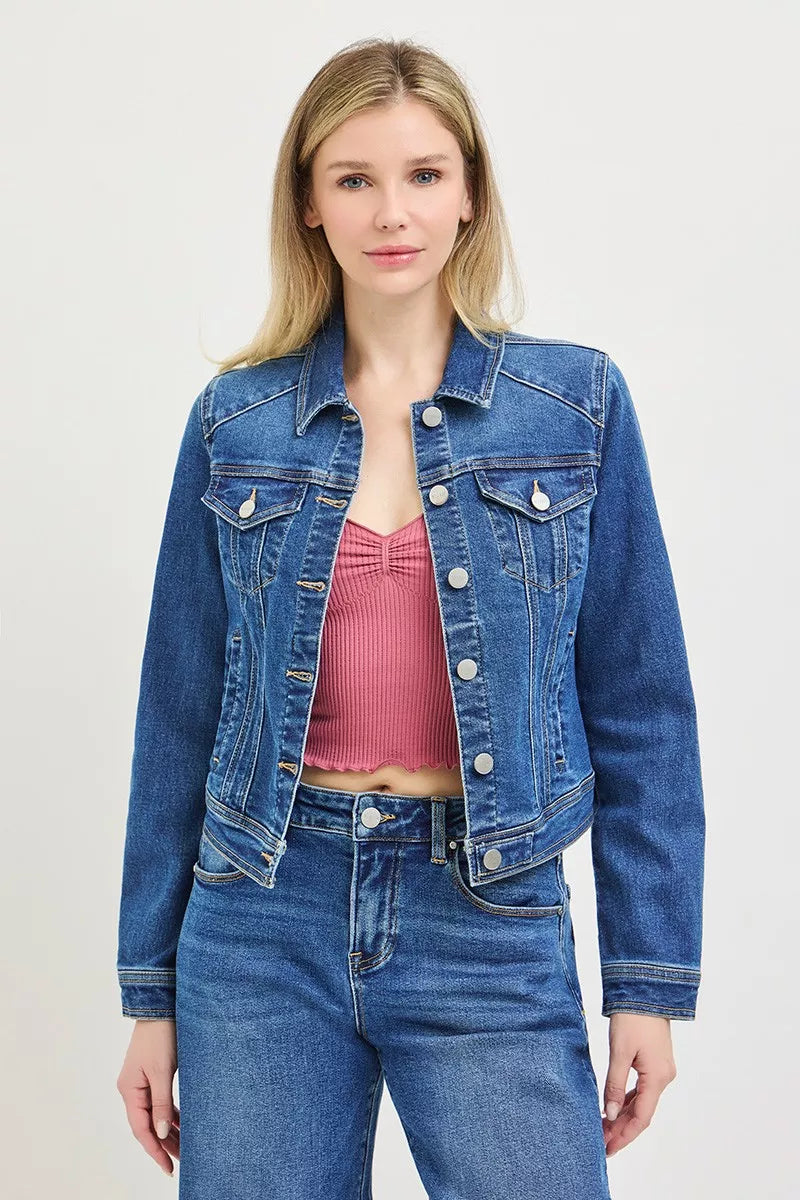 RISEN Basic Fitted Button Down Denim Jacket