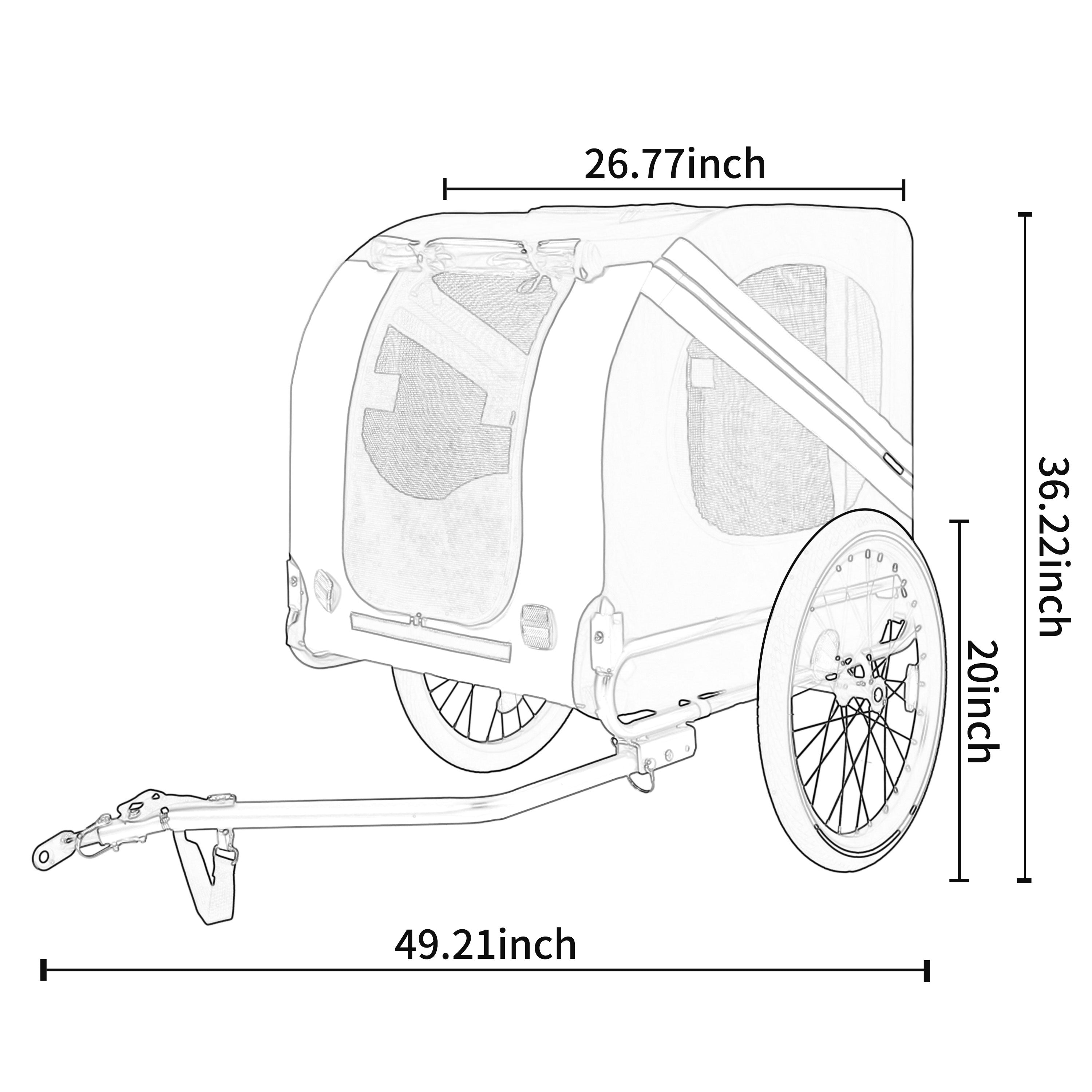 Large Folding Bike Trailer for Dogs – 66LB Capacity All-Terrain Pet Carrier, Durable Steel Frame for Cycling, Jogging, Camping & Outdoor Adventures, Blue-Gray
