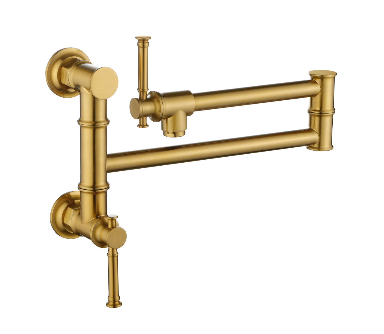 Wall mounted Pot Filler Faucet, Modern Brass Pot Filler Two-Attachment Wall Mount Folding Kitchen Pot Filler Swing Arm
