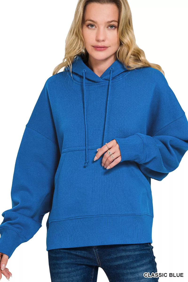 Zenana Oversized Fleece Kangaroo Pocket Hoodie