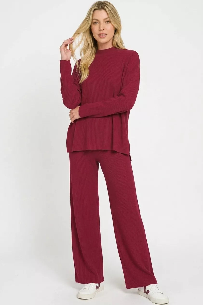 Zenana Viscose Sweater Top & Pants Set
