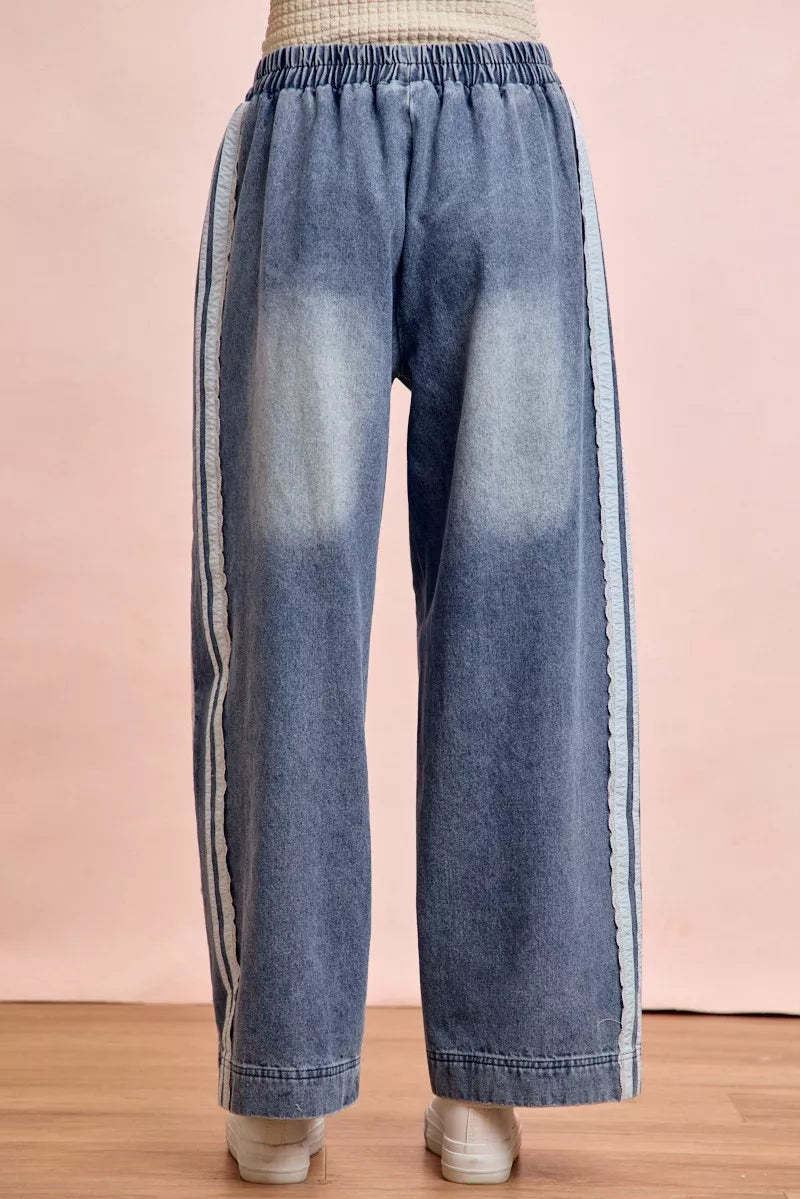 BiBi Washed Lace Contrast Sided Jeans