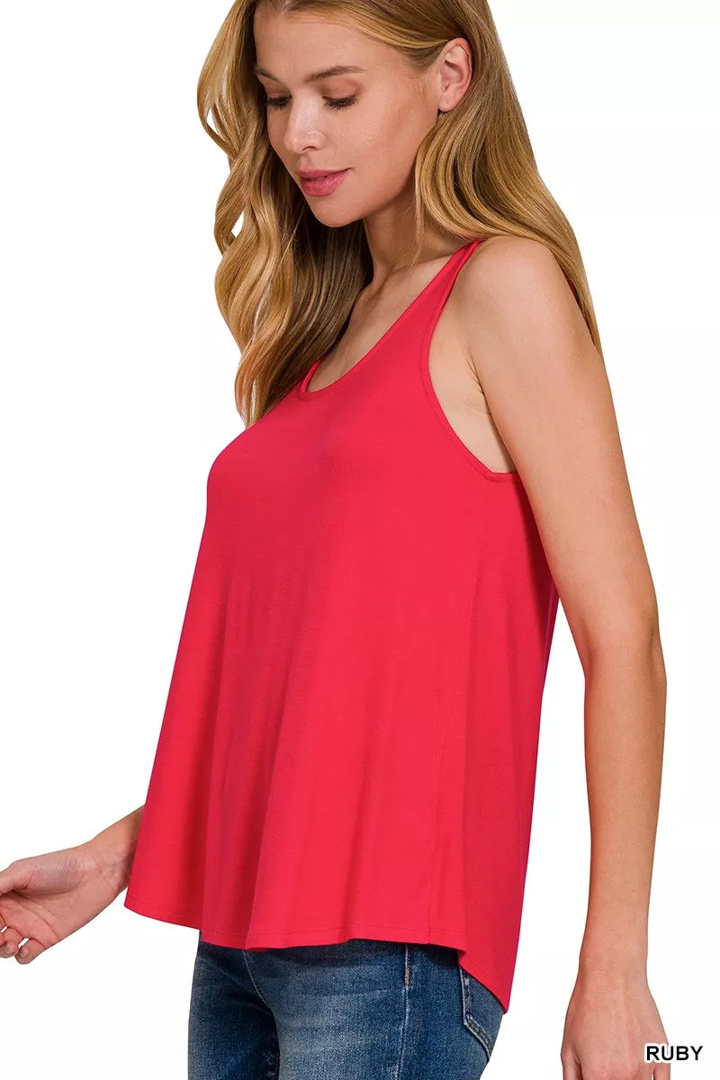 Zenana Flowy Hem Rayon Sleeveless Tank Top