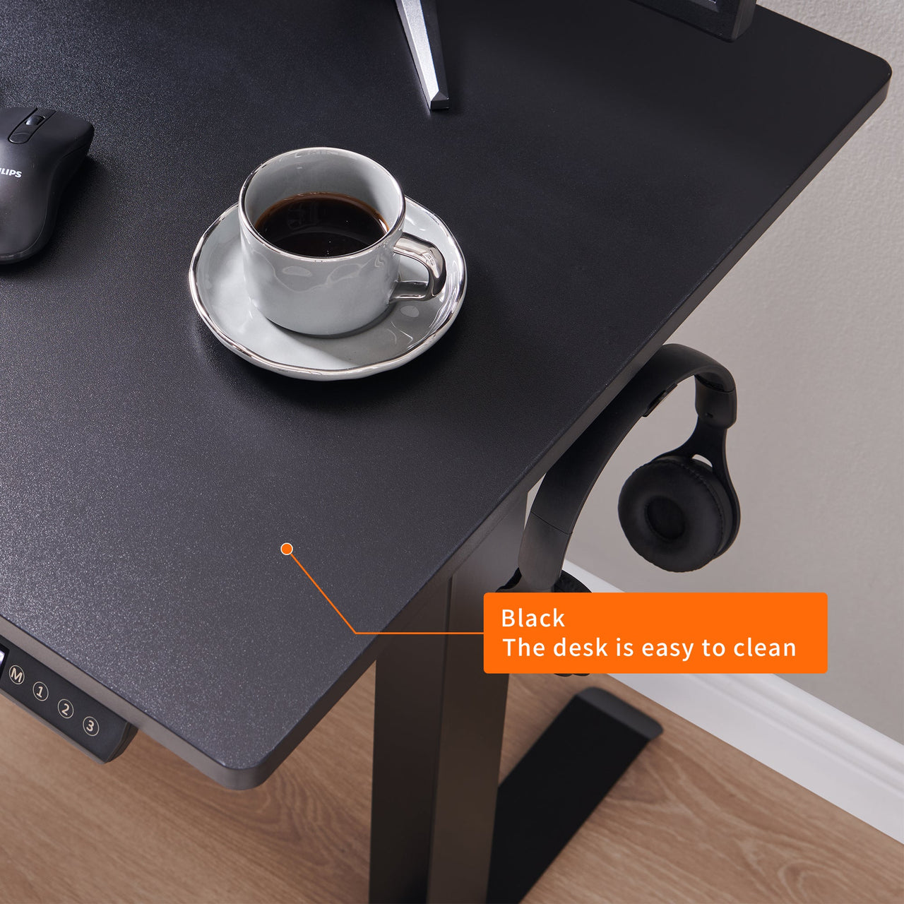 Electric Standing Desk, Adjustable Height Stand up Desk, 24x48 Inches Sit Stand Home Office Desk,Black Frame/Black Top