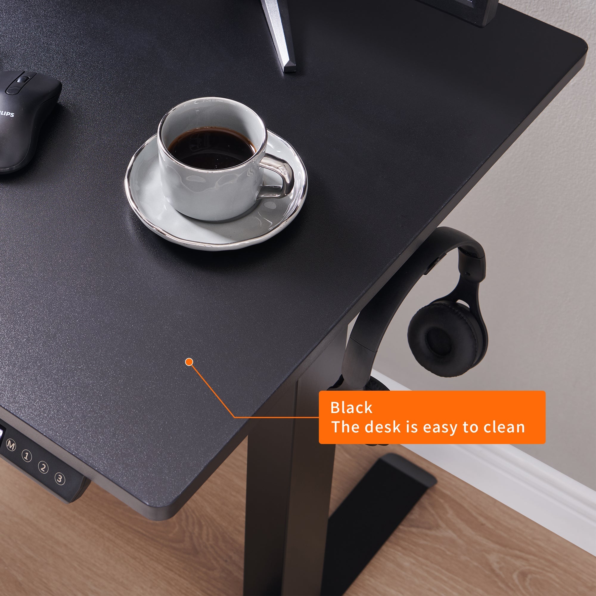 Electric Standing Desk, Adjustable Height Stand up Desk, 24x48 Inches Sit Stand Home Office Desk,Black Frame/Black Top