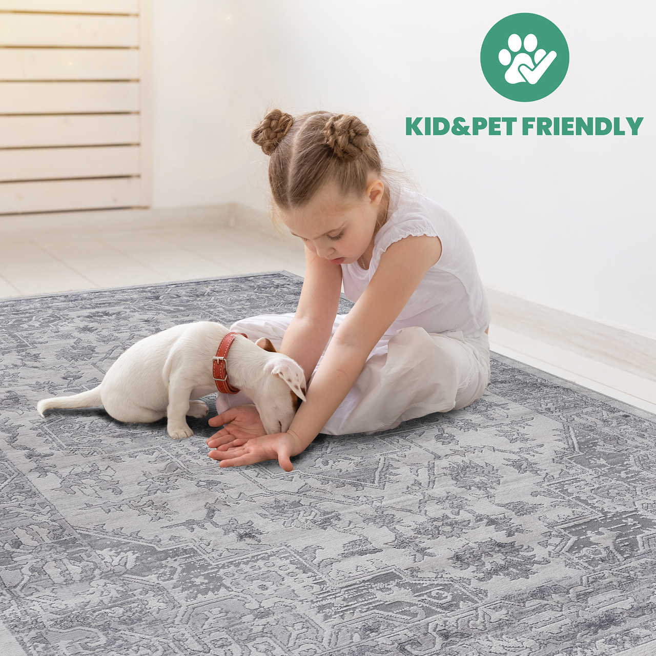 NAAR MARFI Collection 2X3 Silver / Oriental Doormat Rug