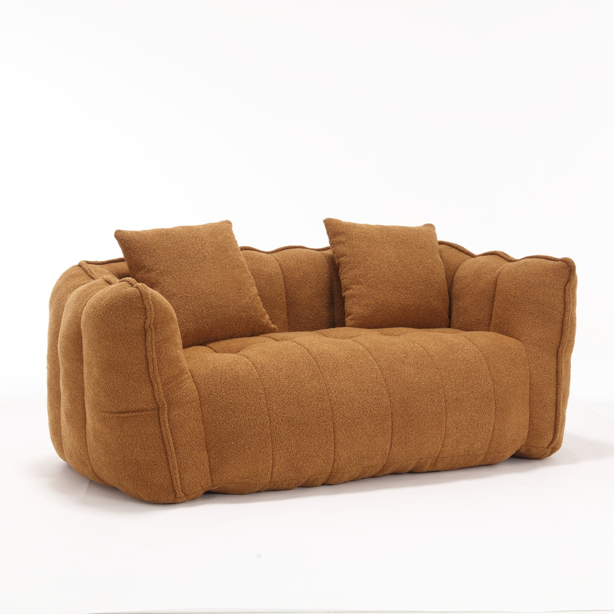 Cozy Beanbag Chair with High Resilience Foam Core for Two - Yellow Chenille, 66x35x25 inches