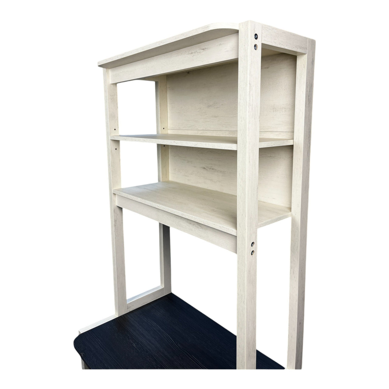 23.62' White and Black color Bakers Rack for Kitchen with Storage, Coffee Bar, 5-Tier Kitchen Shelves, Microwave Stand