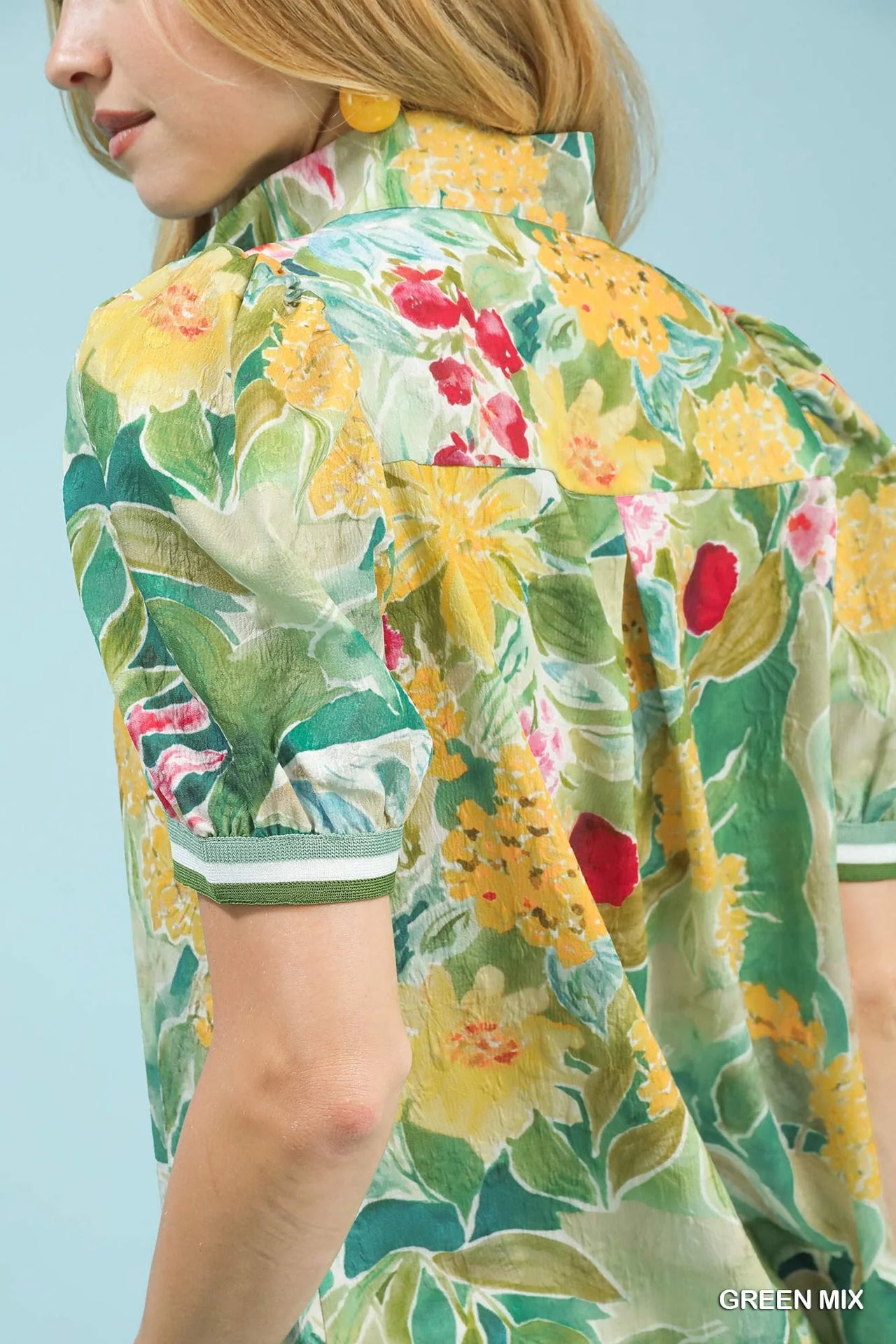 Umgee Jacquard Bloomscape Print Top