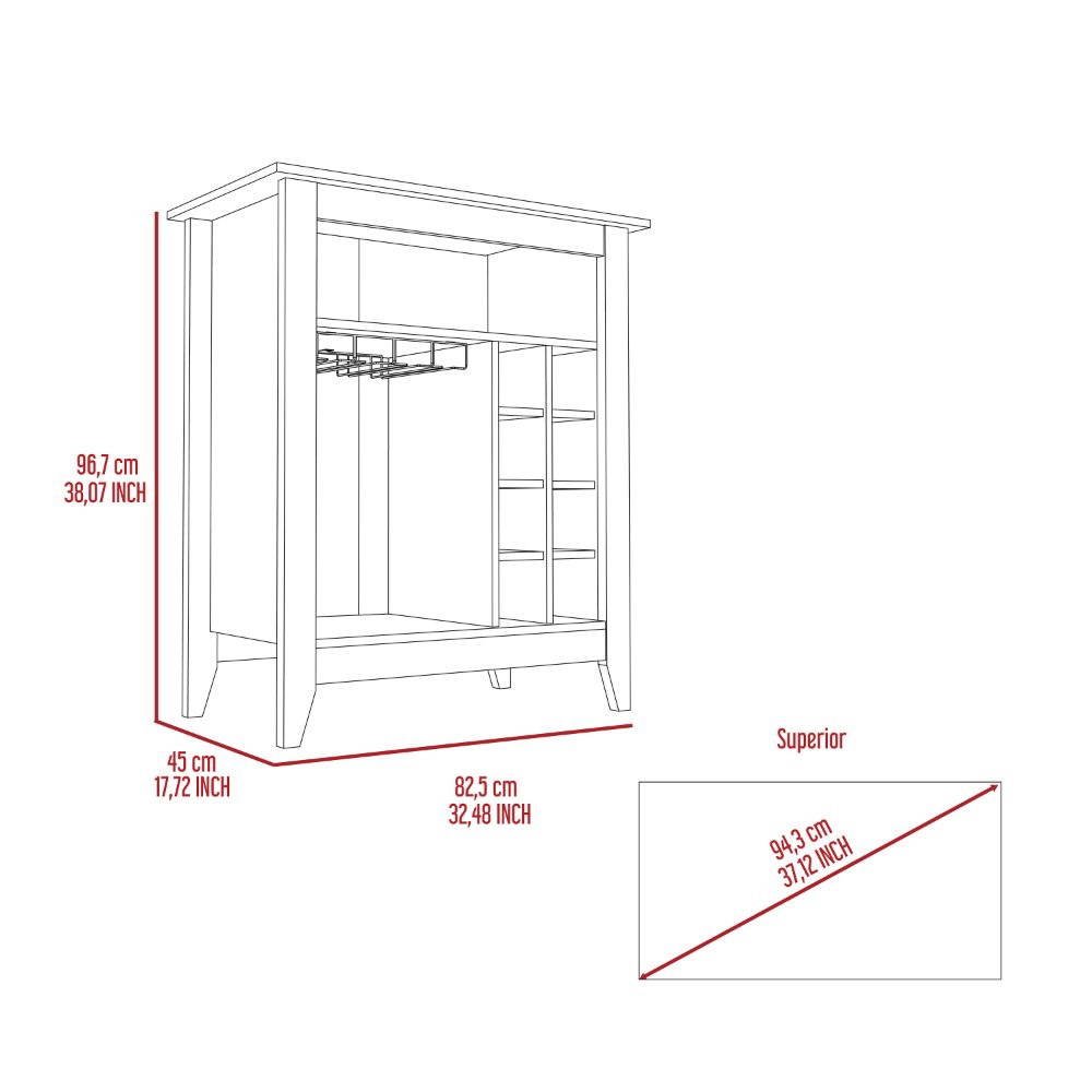 Bar Cabinet, One Open Drawer, One Open Shelf, Carbon Espresso