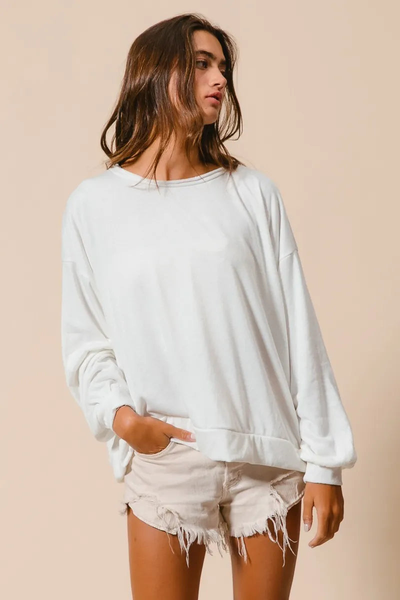BiBi Loop Terry Pull Over With Cut Edge Band