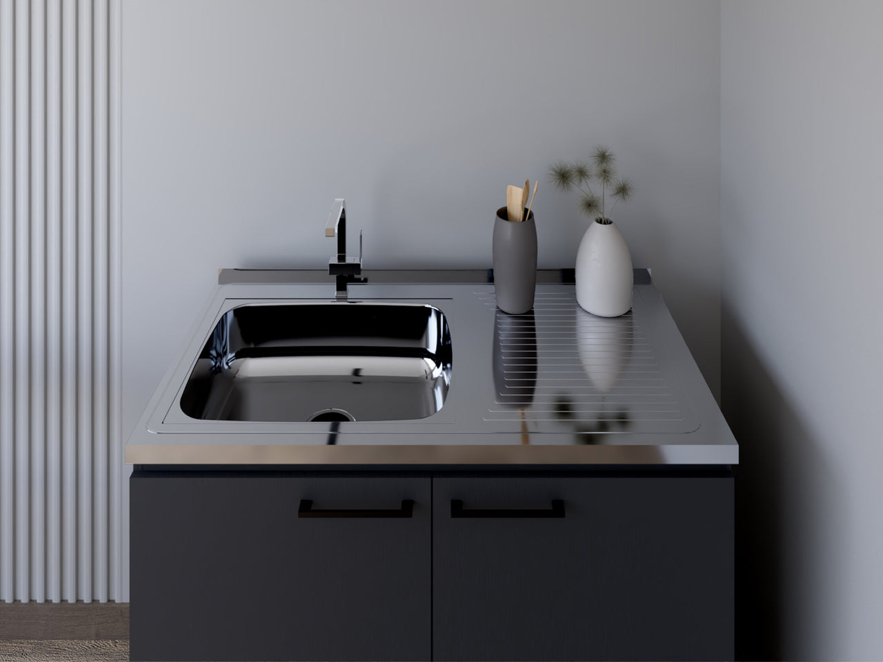 Utility Sink Cabinet Burwood, Kitchen, Black