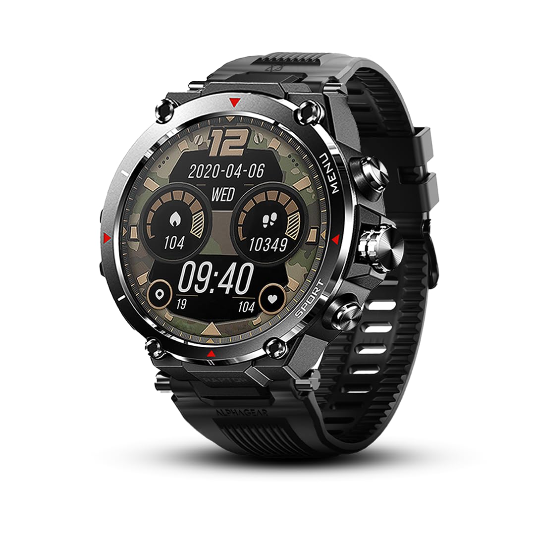 ALPHAGEAR Raptor Smartwatch for Android iPhone Wellness Tracker with 1.45