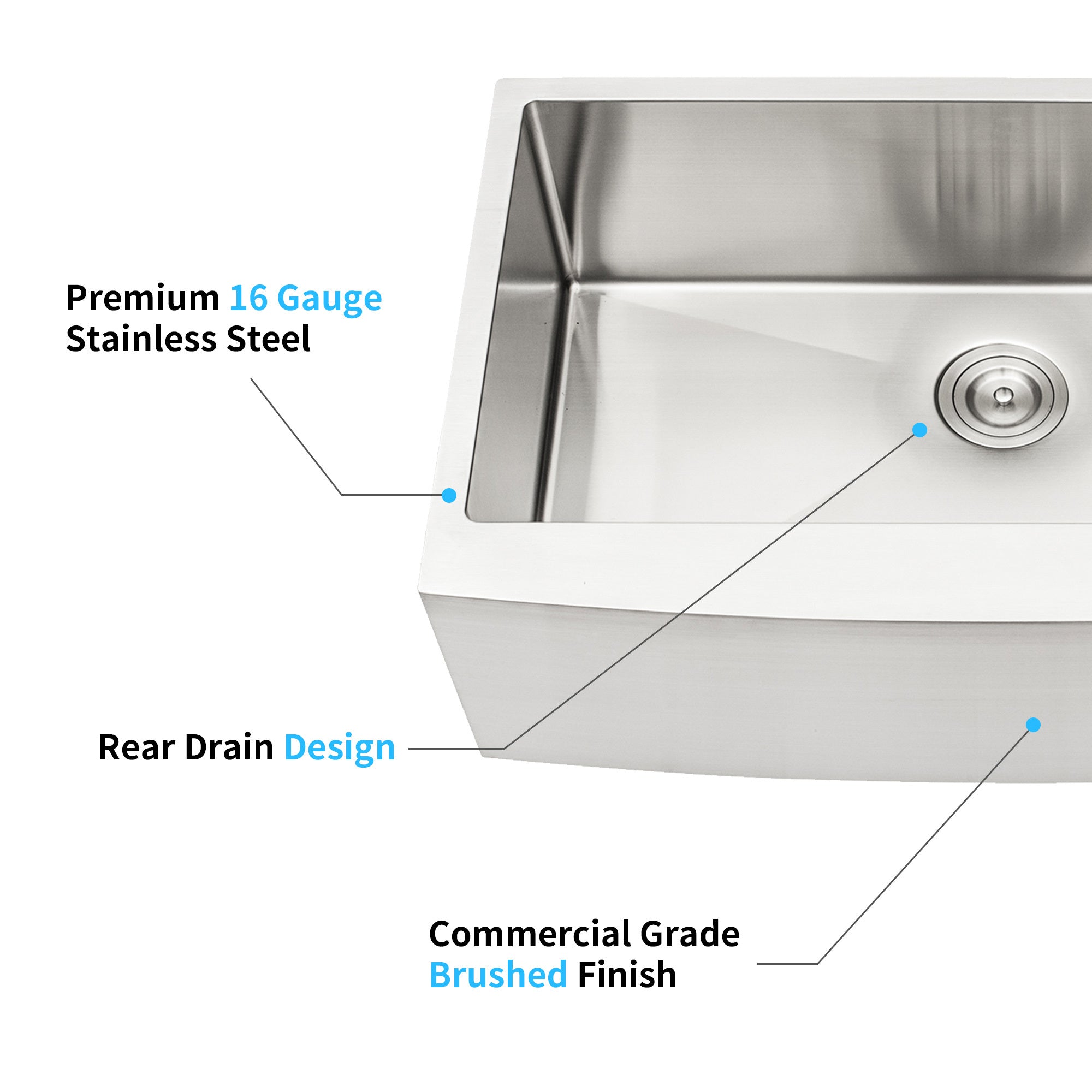33'x21'x10'Farmhouse Apron Single Bowl Stainless Steel Kitchen Sink