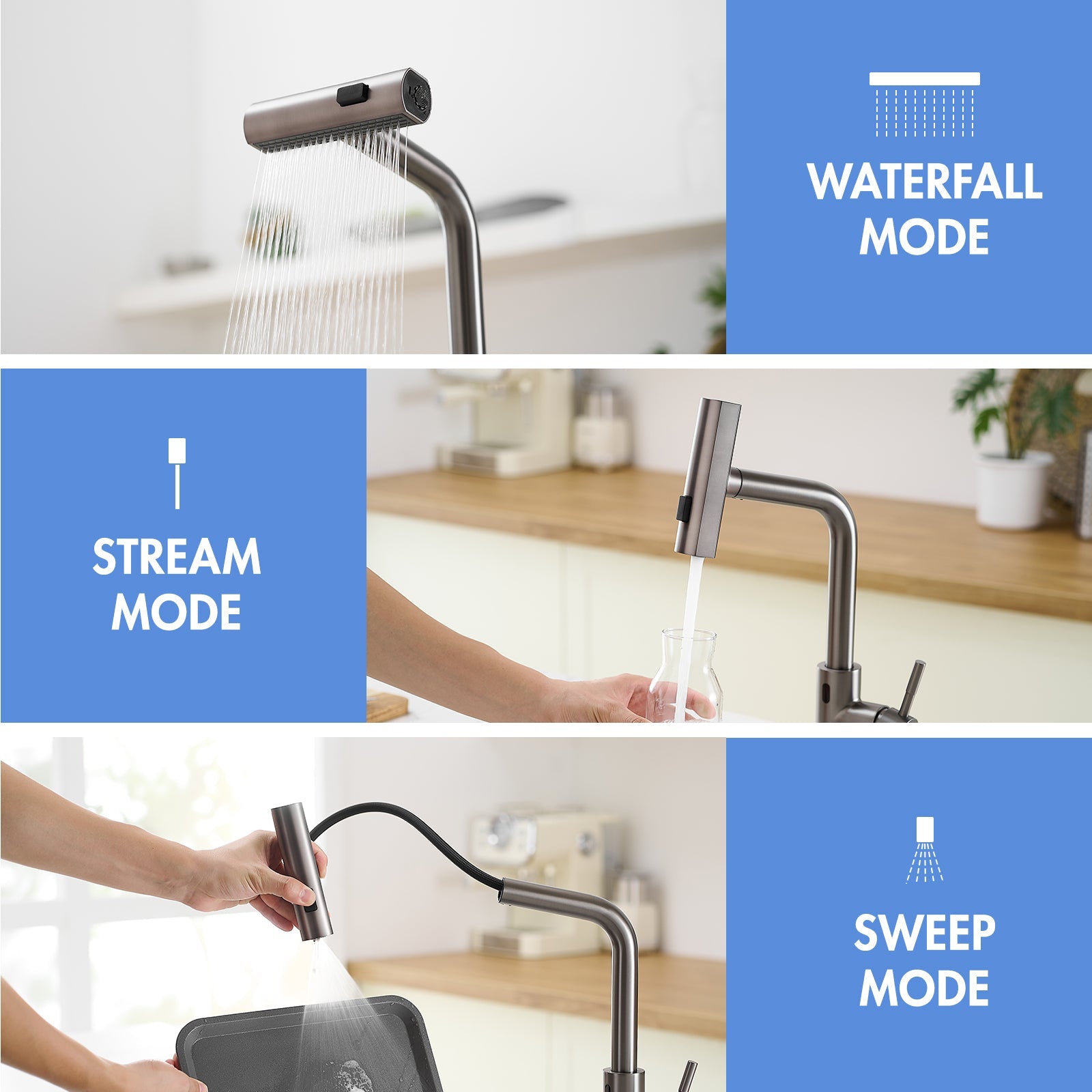 Touchless Kitchen Faucet, Hands Free Automatic Smart Kitchen Faucet, Stainless Steel Touchless Kitchen Faucet
