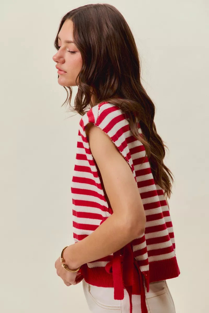 SO ME Stripe Star Patch 4th Of July Side Tie Vest Top