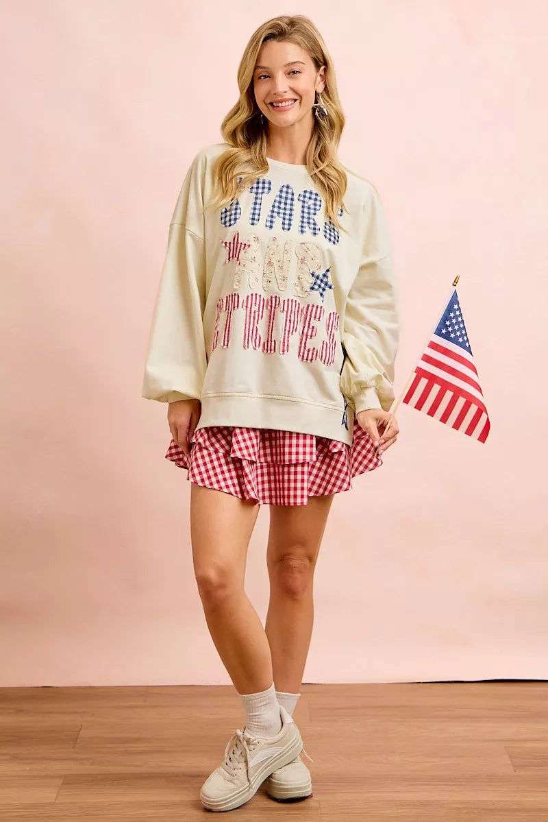 BiBi 4th Of July Stars And Stripes Patches Sweatshirt