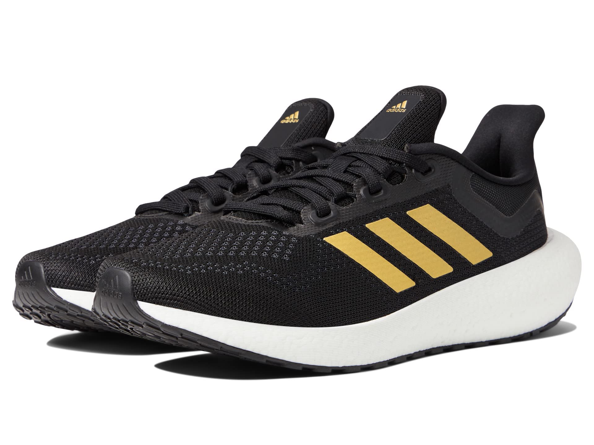adidas Womens Pureboost 22 Running Shoe Black/Gold Metallic/Carbon 6