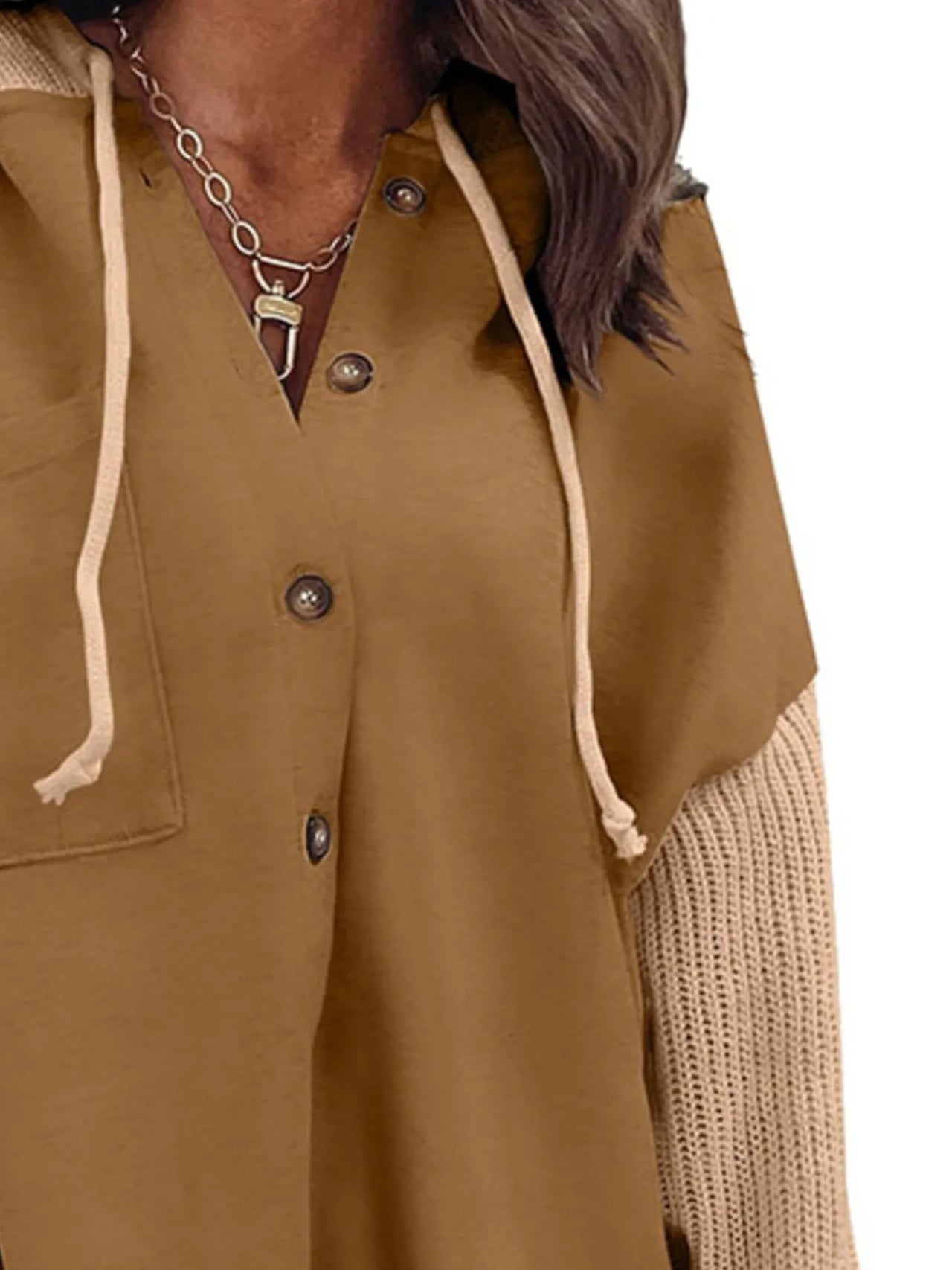 Drawstring Button Front Hoodie