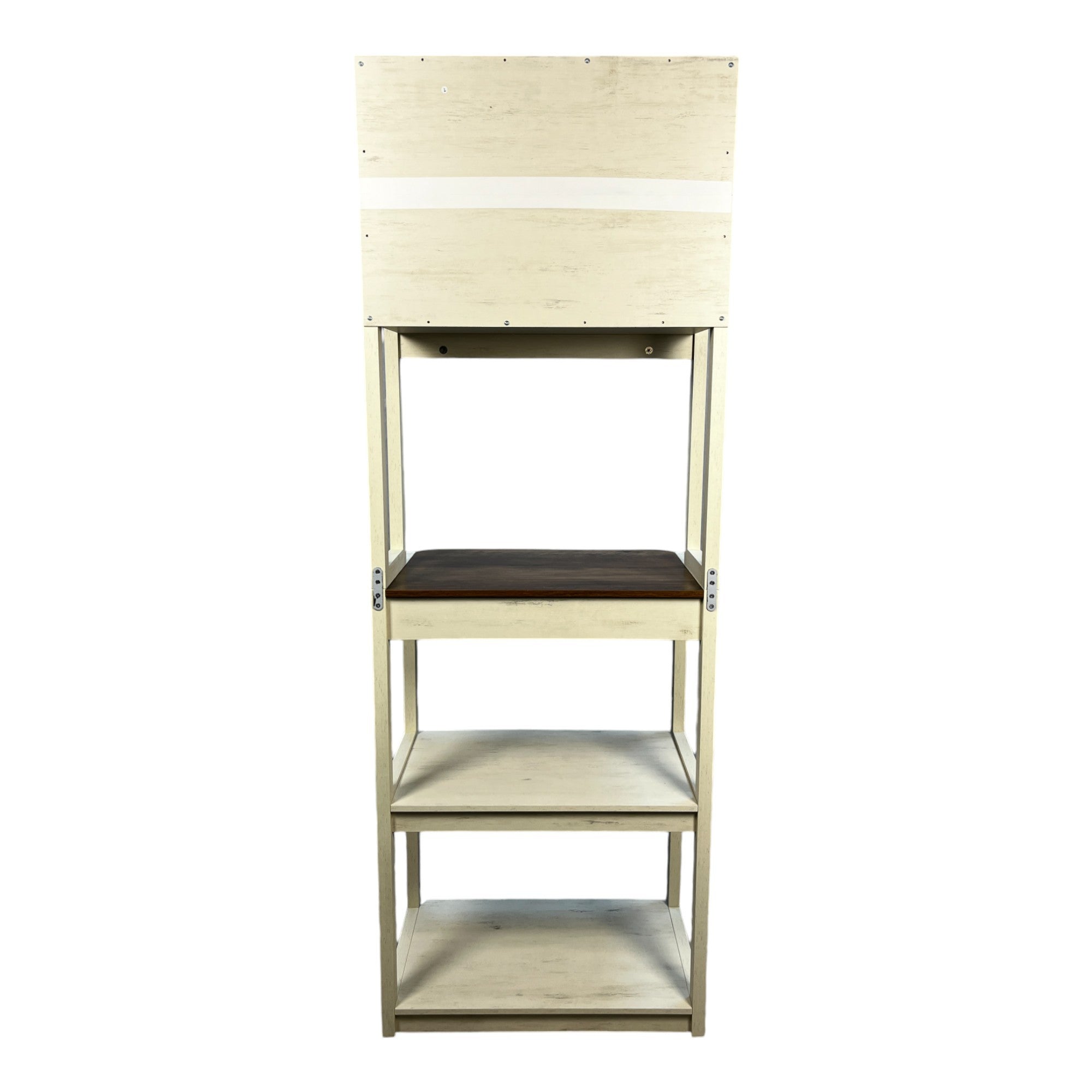 23.62' White and Rustic Brown color 5-Tier Bakers Rack for Kitchen with Storage, Coffee Bar, Kitchen Shelves,  Microwave Stand