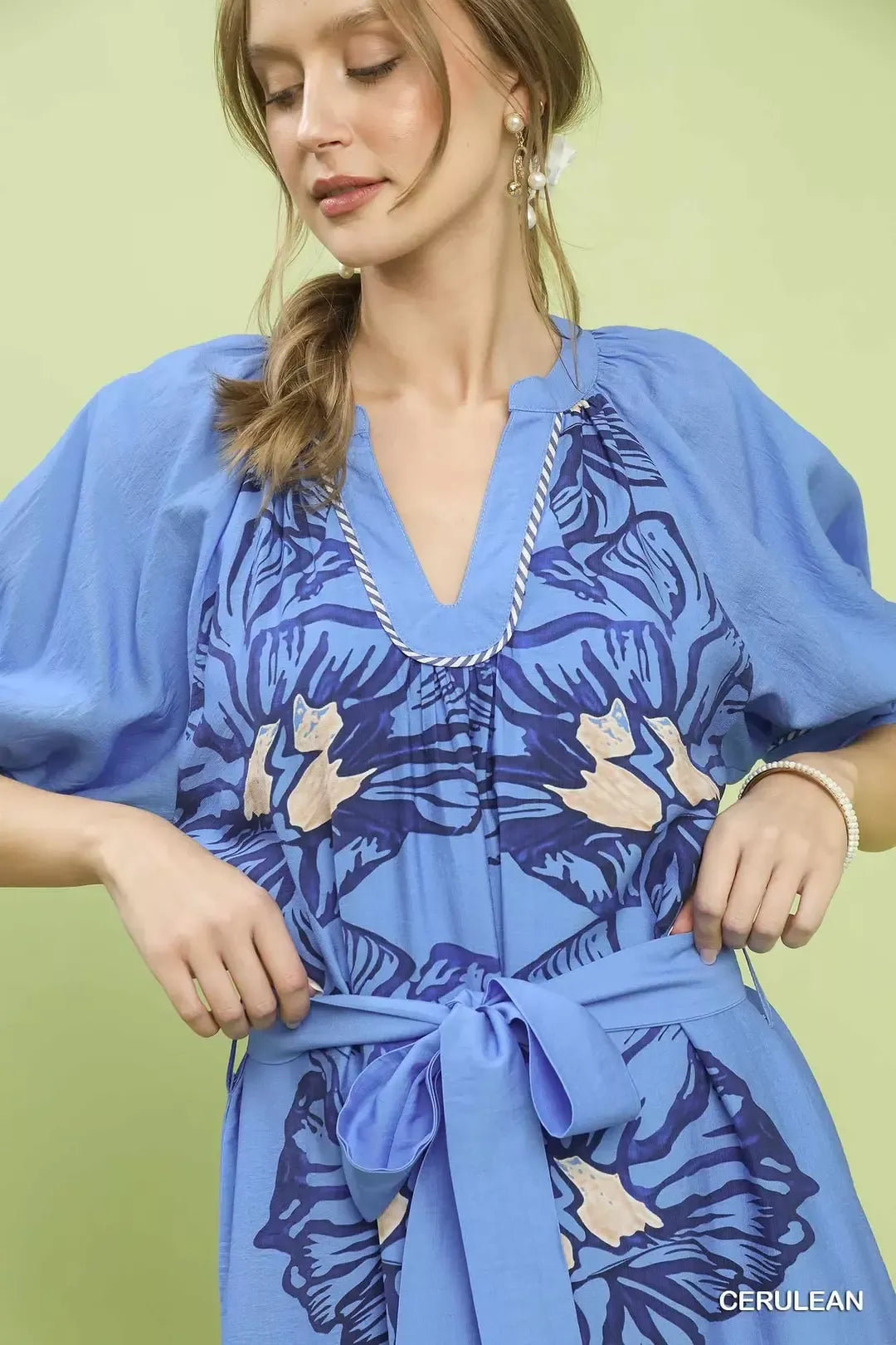 Umgee Floral Belted Midi Dress