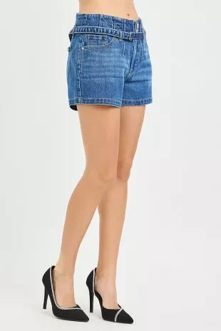 RISEN Slouchy Denim Shorts with Belt