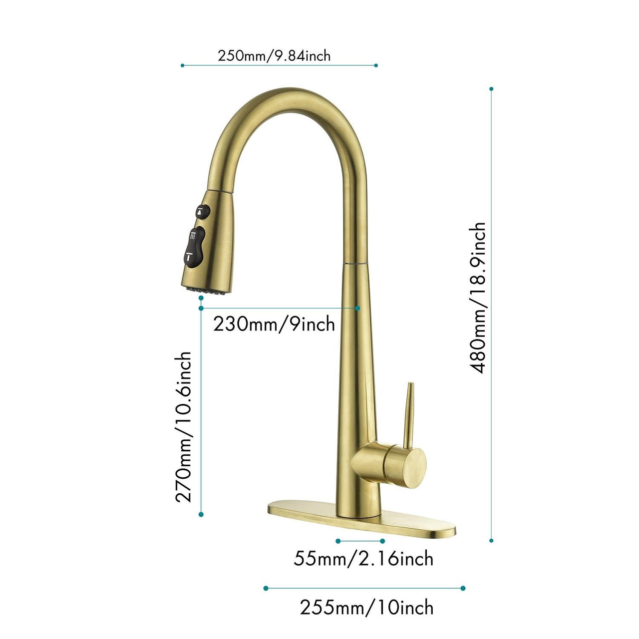 Single Handle Stainless Steel Kitchen Sink Faucet with Pull Down Sprayer