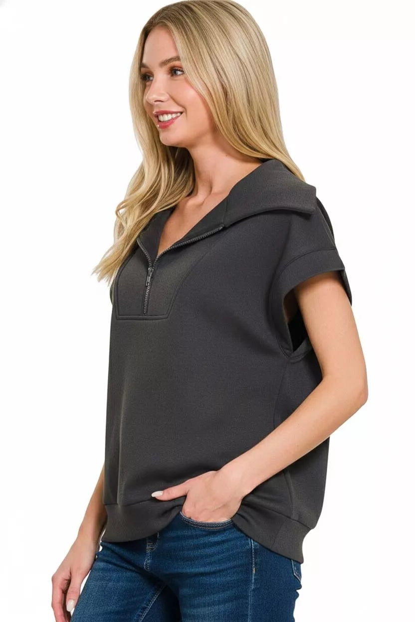 Zenana Scuba Half Zip Top