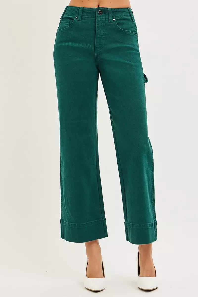RISEN Tummy Control High Rise Crop Wide No Waist Band Pants