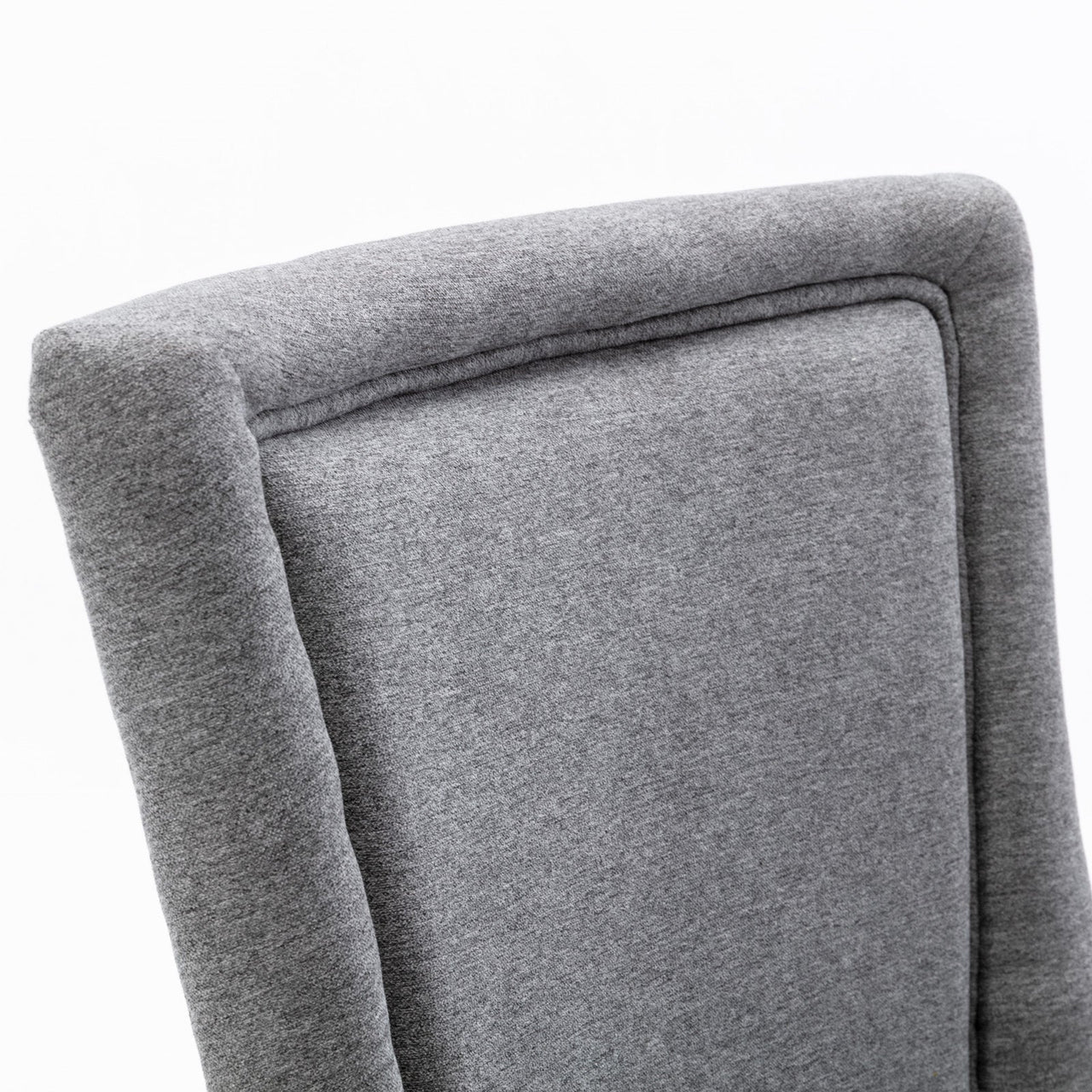 A&A Furniture Ultra Side Dining Chair with Thickened Fabric and Solid Wood Legs, Bronze Nail Head, Set of 2, Gray
